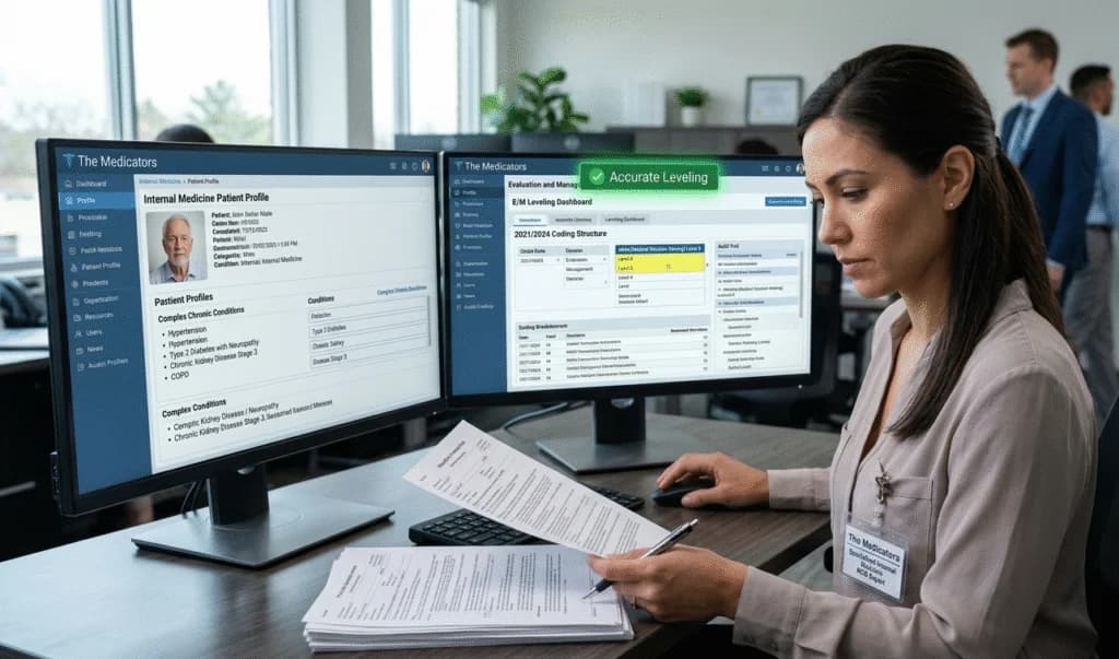 Medical billing expert at desk